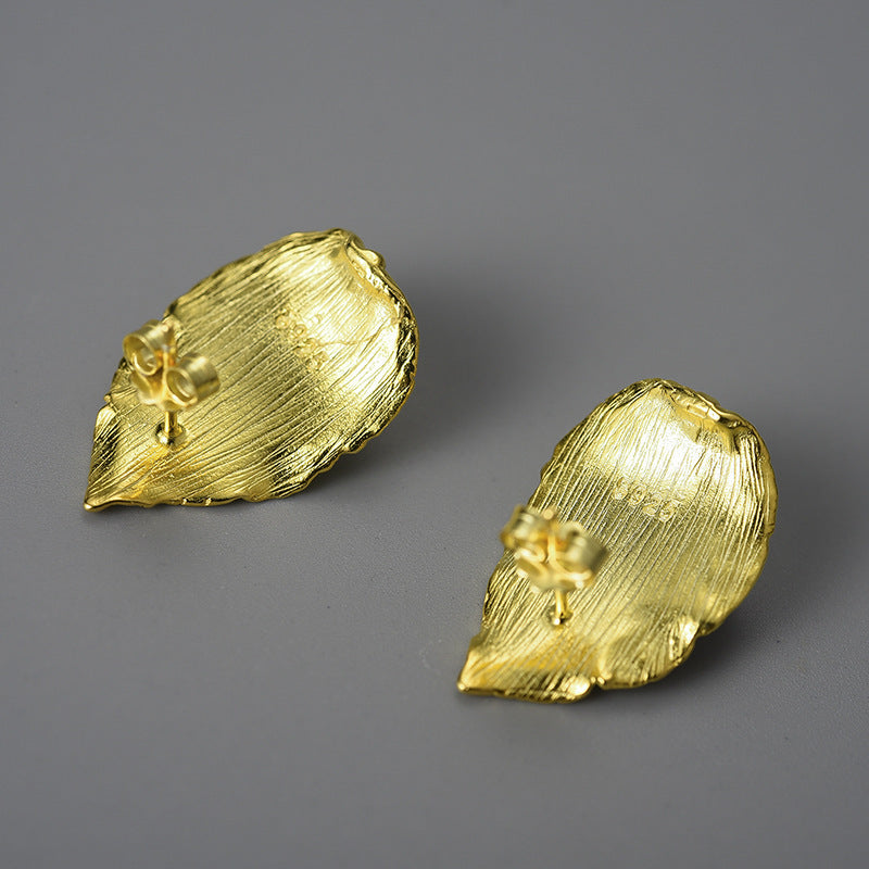 Sterling Silver Leaf Pearl Earrings