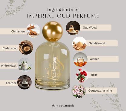 Imperial Oud | Long Lasting Alcohol-Free Perfume – Myst & Musk (30ml / 50ml / 100ml)